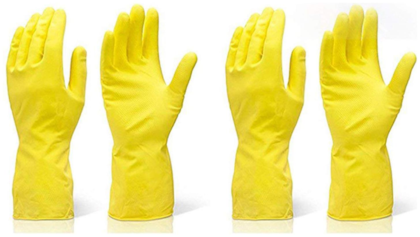 

SKY ANGEL-RUBBER CLEANING GLOVES (LARGE)-(SET OF 2 PAIR)-YELLOW