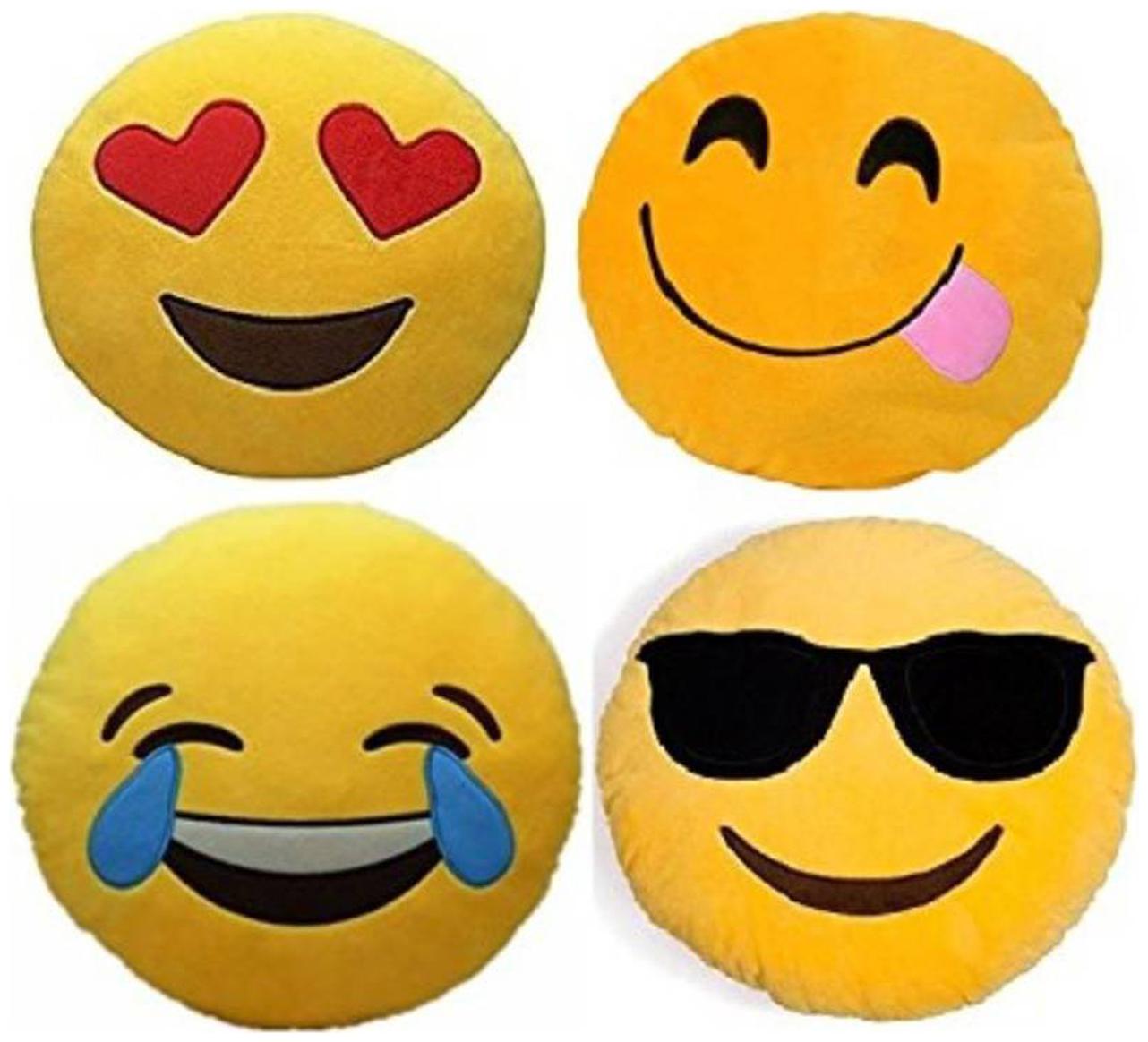 

Sky Tex Set of 4 Soft Fiber Filled Yellow Color Smiley Cushions