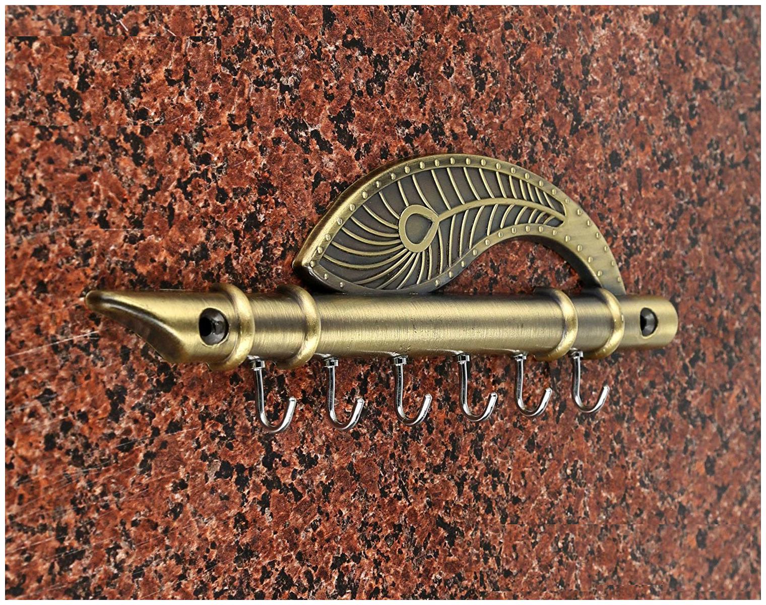 

SKYFLY Exclusive Lord Krishna S Flute Peacock Quills Key Stand Hanger Holder