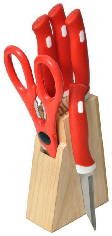 

SKYFLY KITCHEN KNIFE SET WITH WOODEN STAND(SET OF 5 RED)