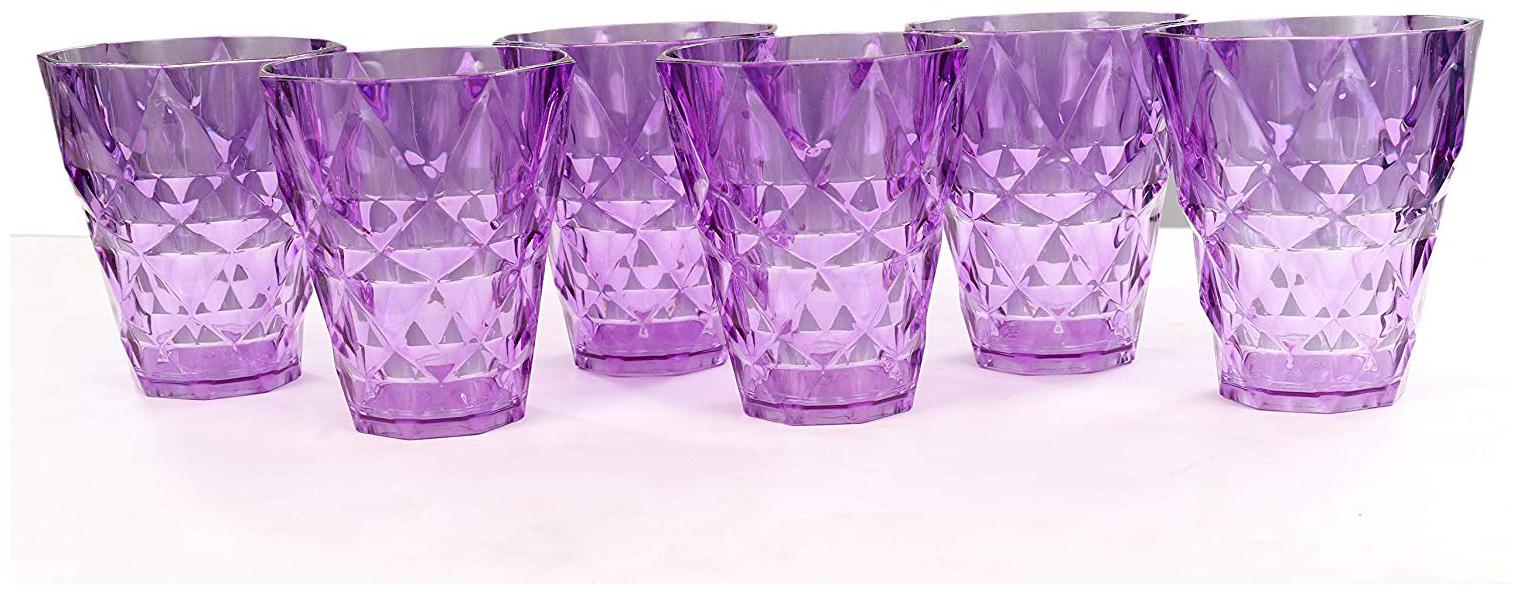 

Skyfly Multi Purpose Beverage Tumbler Drinking Glass Set Of 6 Pieces Diamond Crystal Touch Juice Glass Water Drinking Glass Bear Glass(250 ml Purple)