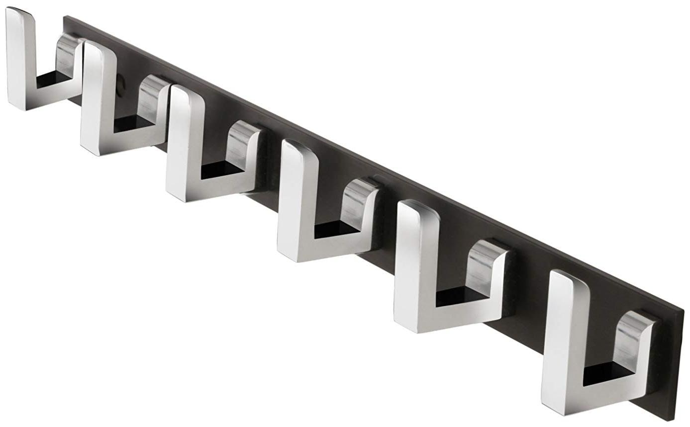 

SKYFLY-Premium Classic Glossy Black Steel 6 Pin Cloth Hanger Wall Door Hooks Rail for Hanging Clothes Towel Hook Set (Black Pack of 1)