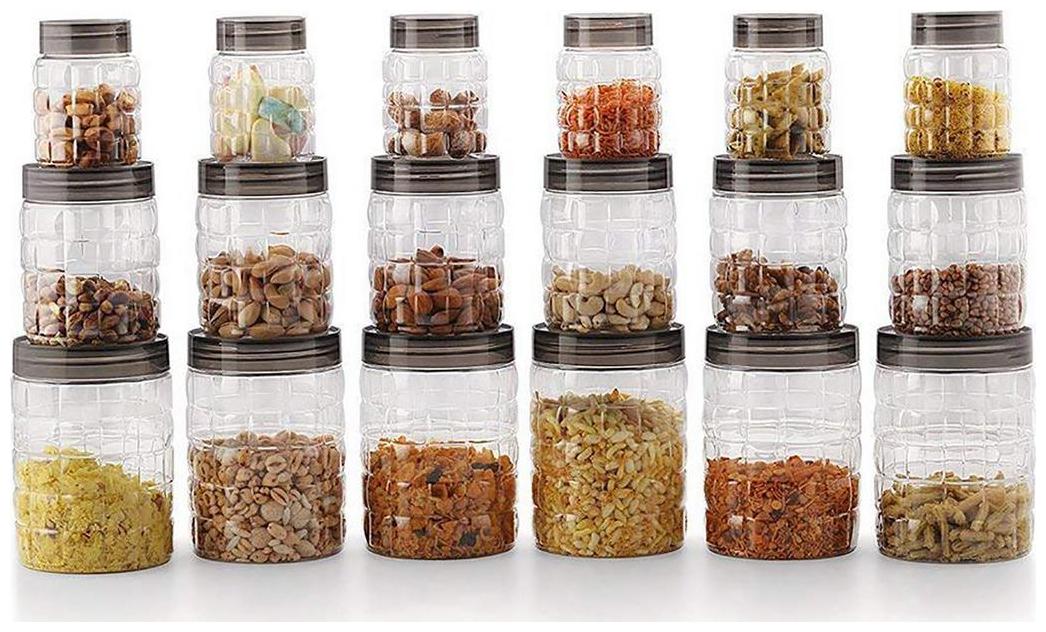 

SKYFLY 1000 ml Transparent Plastic Container Set - Set of 18