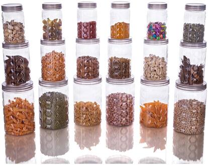 SKYFLY Plastic Tea Coffee & Sugar Container Set of 18 ( 400 ml , 800 ml  , 1200 ml  , Grey )