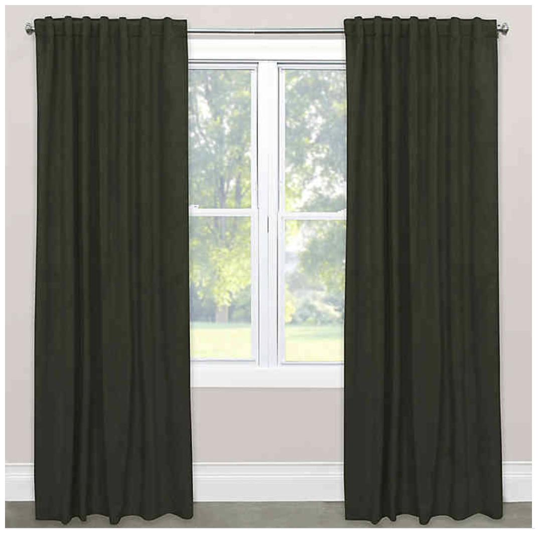 

Skyline Furniture Velvet 108 L Rod Pocket Back Tab Window Curtain Panel in Grey
