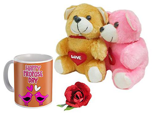 

Skytrends Coffee Mug Teddy Bear Rose for Valentine s Day Multicolour Combo of 3 St-Valenteddmugssros287