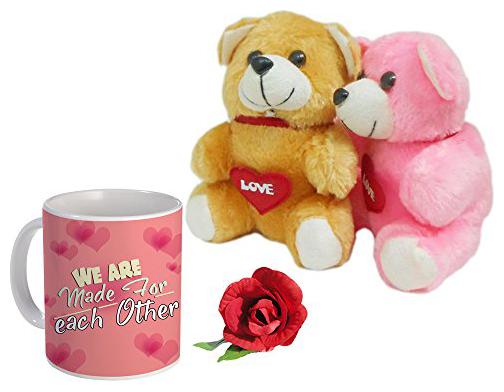 

Skytrends Coffee Mug Teddy Bear Rose for Valentine s Day Multicolour Combo of 3 St-Valenteddmugssros163