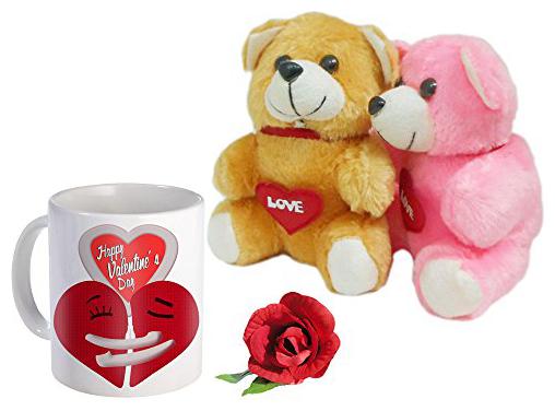 

Skytrends Coffee Mug Teddy Bear Rose for Valentine s Day Multicolour Combo of 3 St-Valenteddmugssros023