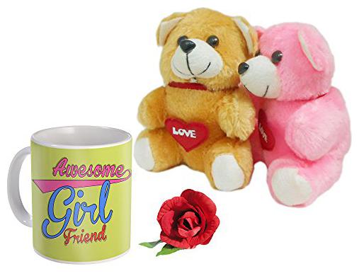 

Skytrends Coffee Mug Teddy Bear Rose for Valentine s Day Multicolour Combo of 3 St-Valenteddmugssros079