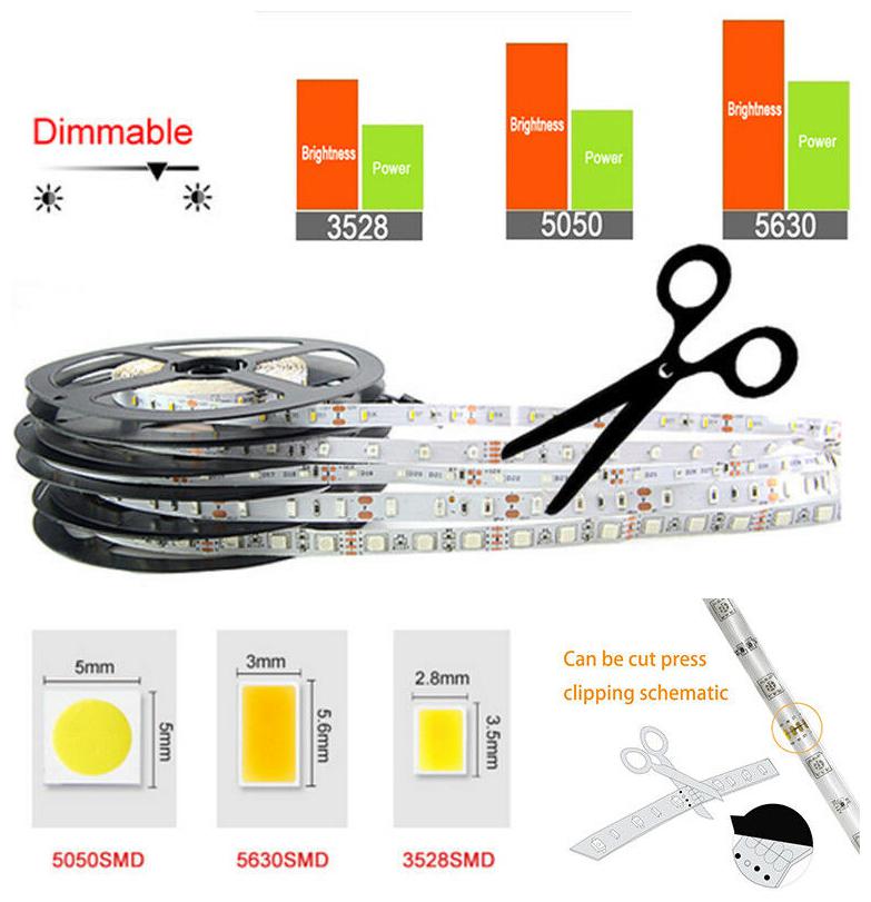 

SL 5 5M 5630 5050 3528 SMD 300 600Leds Flexible Led Strip Light Waterproof DC12V