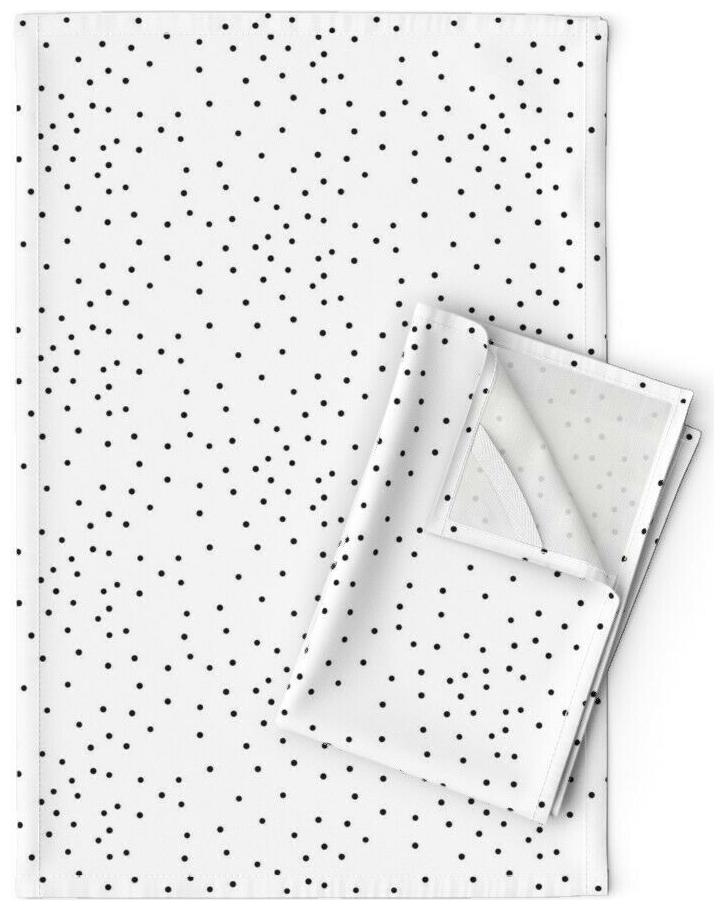 

Small Dots Tiny Polka Scattered Linen Cotton Tea Towels by Roostery Set of 2