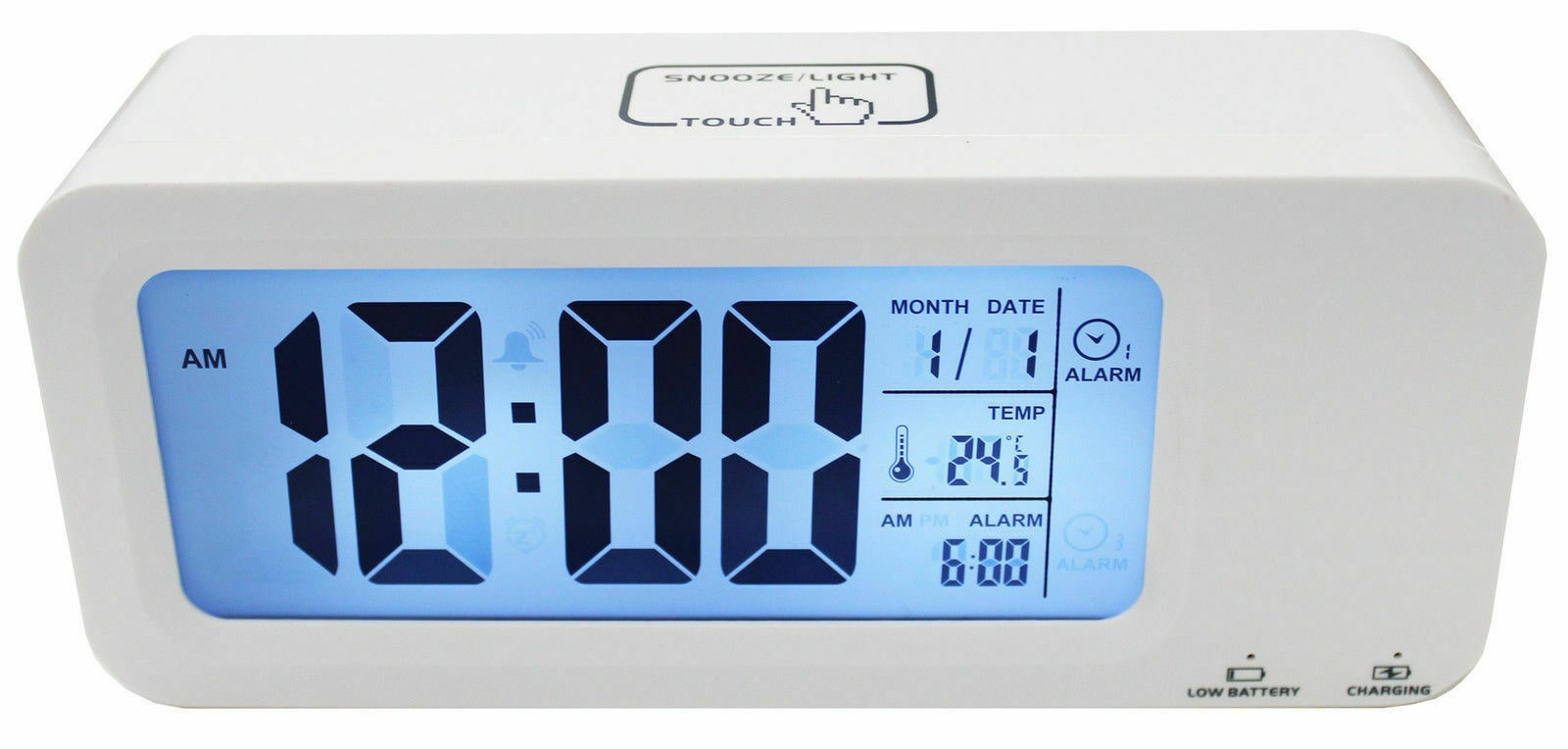 

Smart RECHARGEABLE Snooze Alarm Digital Blacklight Display Clock Led Time