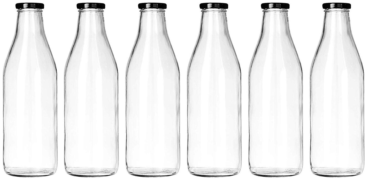 

SMART SERVE Glass Transparent Water Bottle ( 1000 ml Set of 6 )