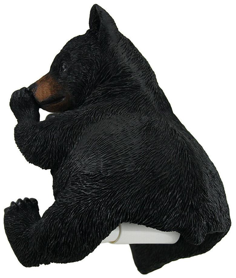 

Smelly Squeeze Rustic Black Bear Holding Nose Hanging Toilet Paper Holder