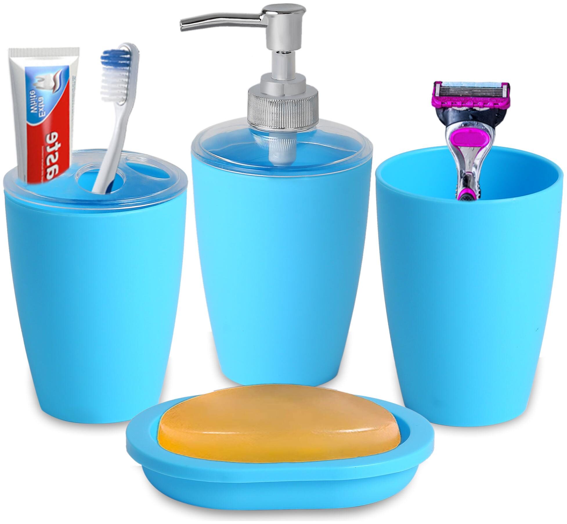 Soap Pump Designer 3-piece Bathroom Accessory Set Tumbler /& Toothbrush Holder