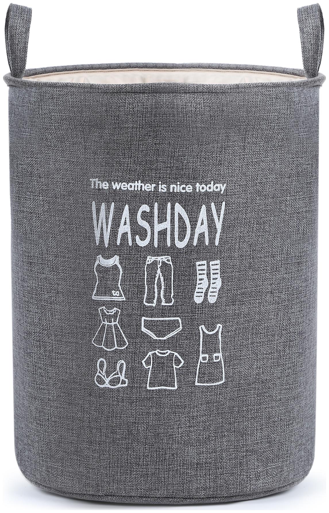 

SMILE MOM Fabric Grey Laundry Basket ( Set of 1 )