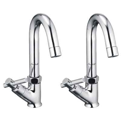 

Snowbell Deck Mount Brass Basin and Sink Taps ( Handle Controlled )