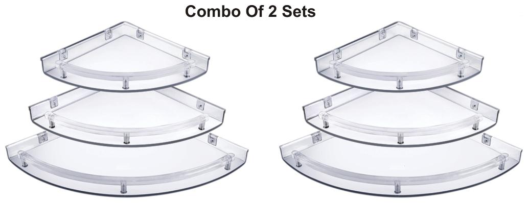 

Snowbell Corner Shelves Super Clear Unbreakable - Combo Of 2 Sets