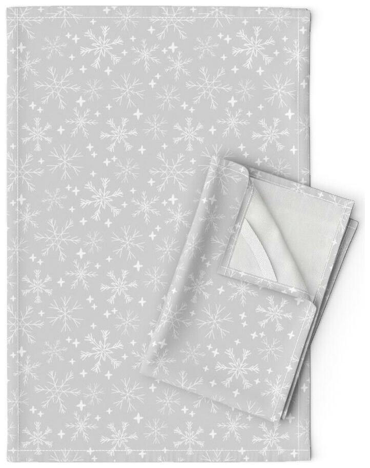 

Snowflake Snowflakes Winter Linen Cotton Tea Towels by Roostery Set of 2