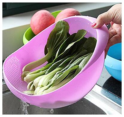 SNR Fruit Vegetables Basin Wash Rice Sieve Bowl Drainer Kitchen Basket pack of 1 Multicolor