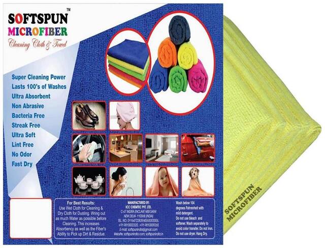 SOFTSPUN 340 GSM Microfiber Hand Towel ( Pack of 5 , Yellow )