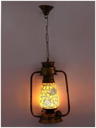 Somil Antique Pendant Hanging Lantern Lamp Light With Colorful Glass Perfect Match Of Trading And Traditional A10