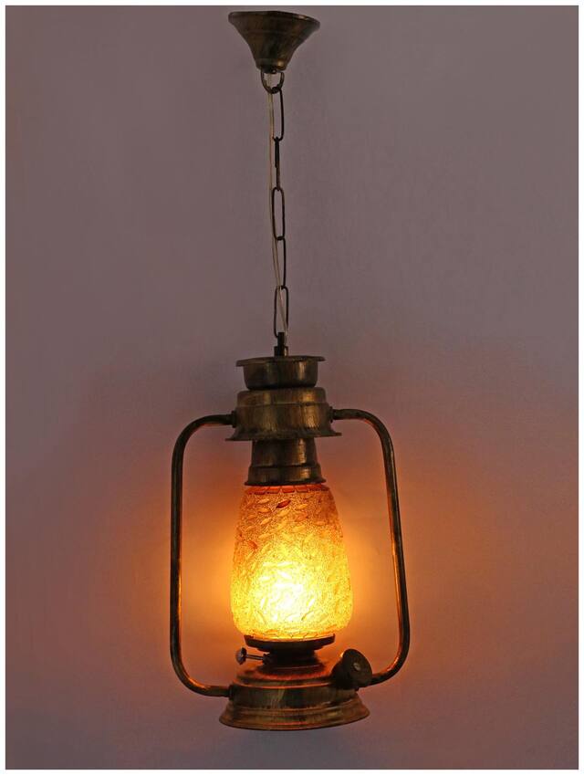 Somil Antique Pendant Hanging Lantern Lamp Light With Colorful Glass Perfect Match Of Trading And Traditional A5