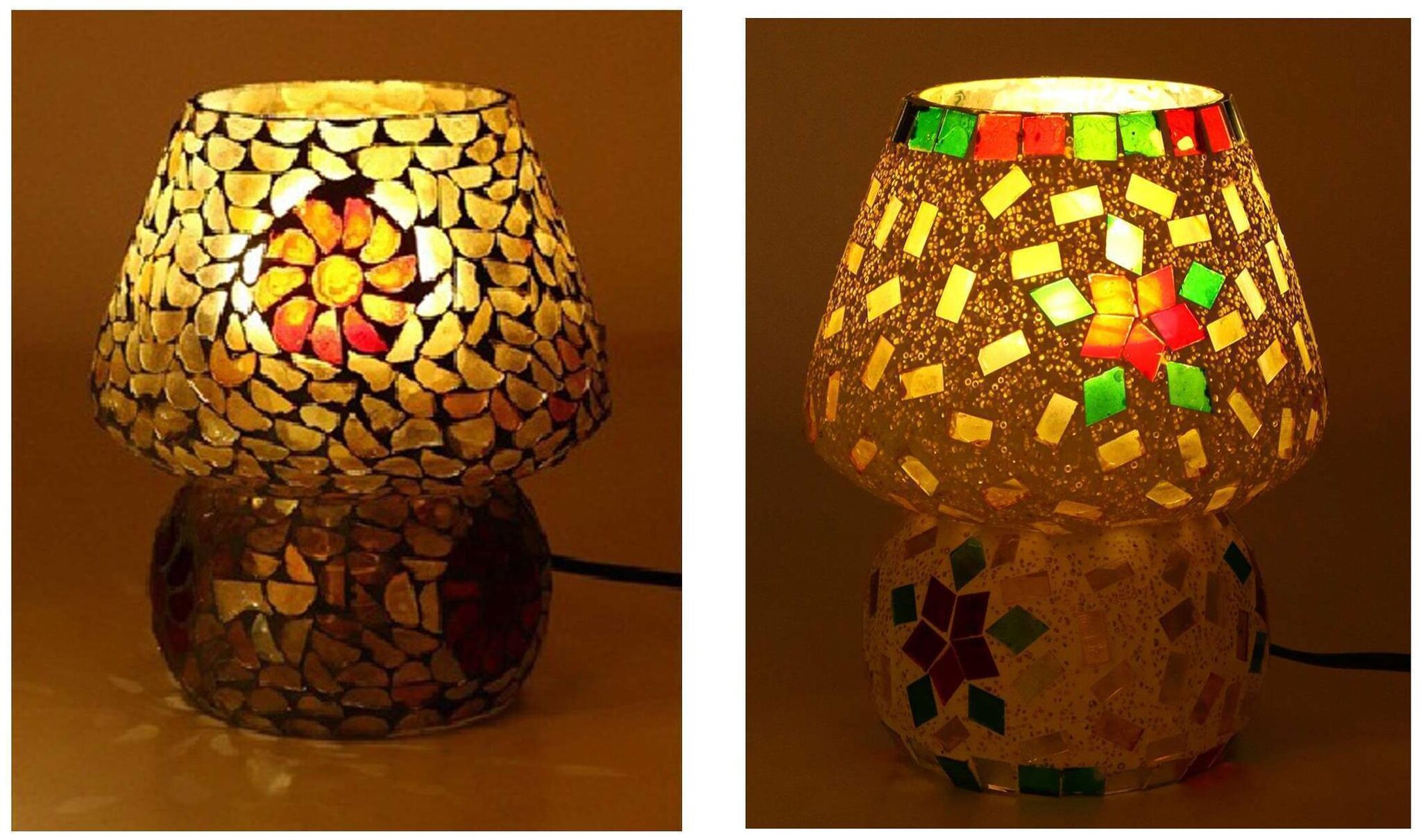 

Somil Attractive Colorful Hand Decorative Designer Mosaic Table Lamp Combo Set (Decorative With Beads And Chips)