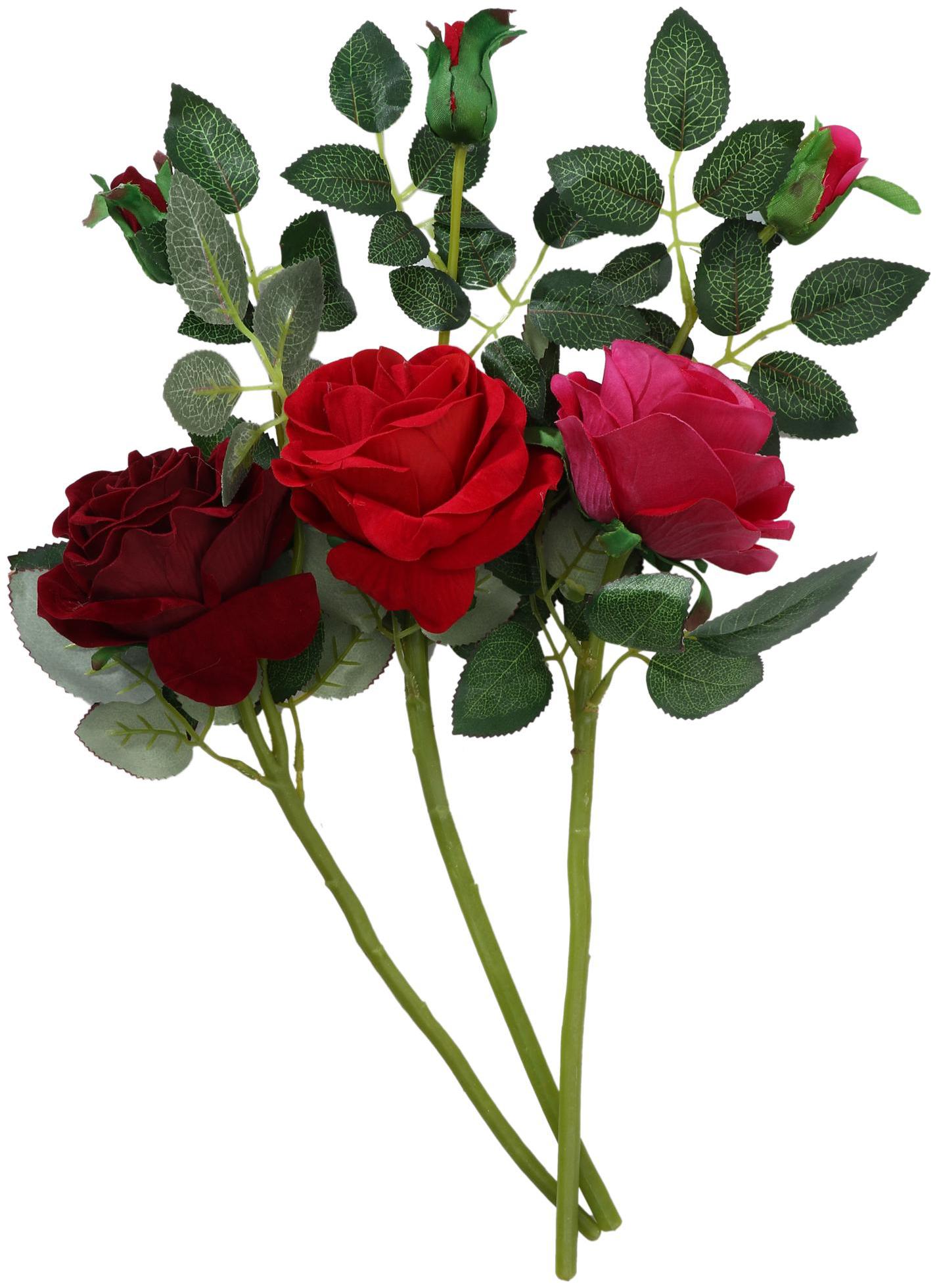 

Somil Beautiful Attractive Three Rose Stick Of Three Shade Of Rose With Green Leaves Of Fabric Decorative Giftable