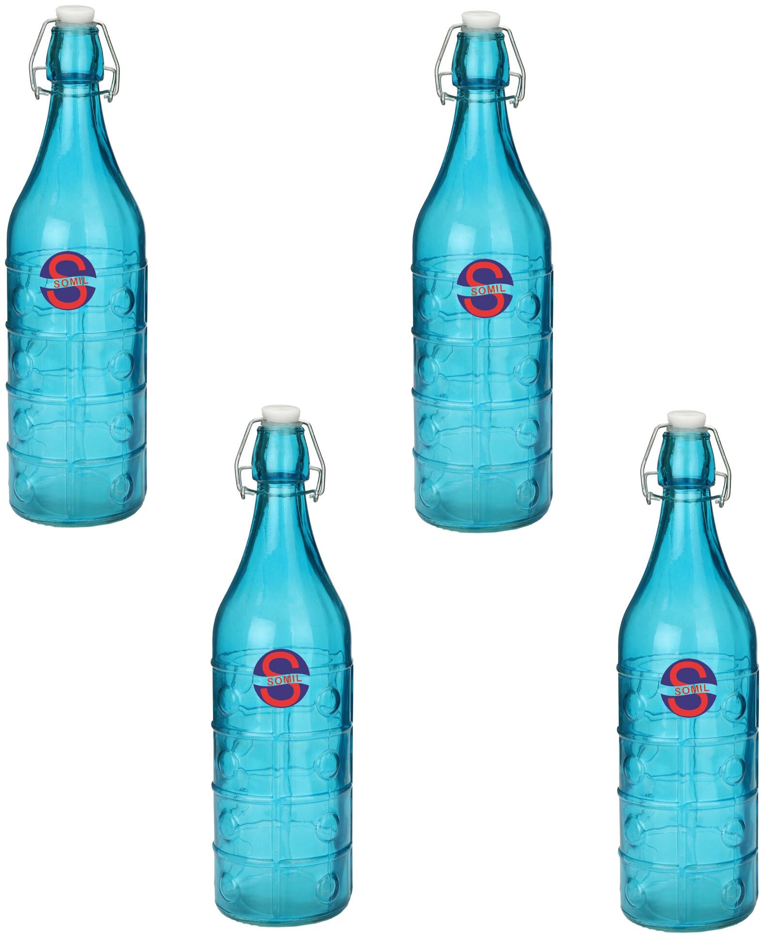 

Somil Glass Blue Water Bottle ( 1000 ml Set of 4 )