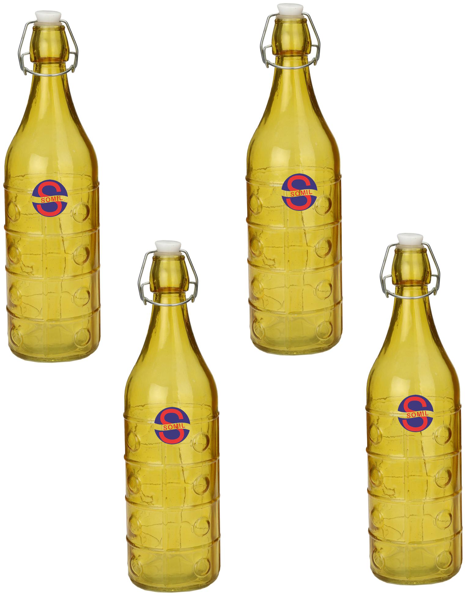 

Somil Glass Yellow Water Bottle ( 1000 ml Set of 4 )