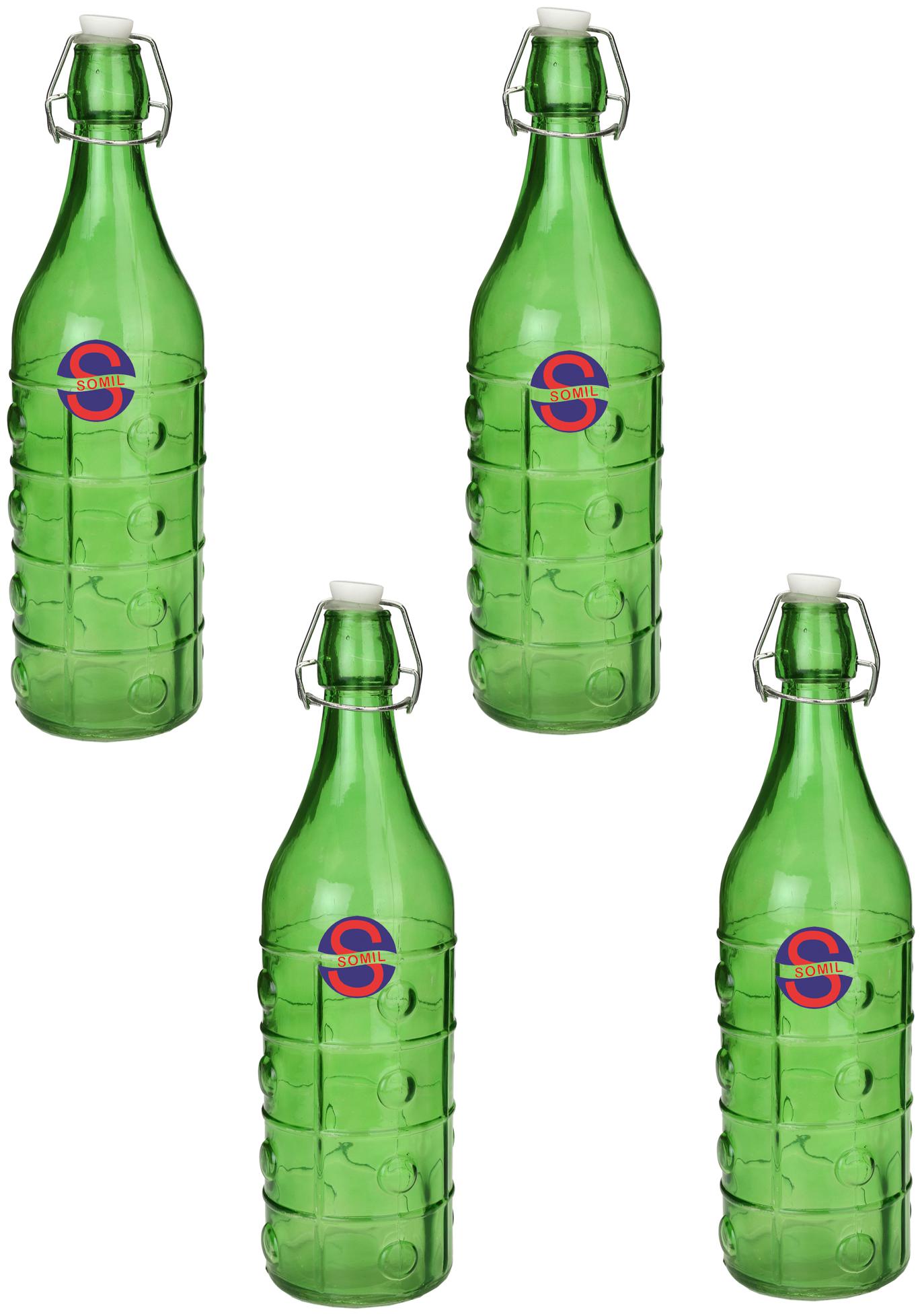 

Somil Glass Green Water Bottle ( 1000 ml Set of 4 )