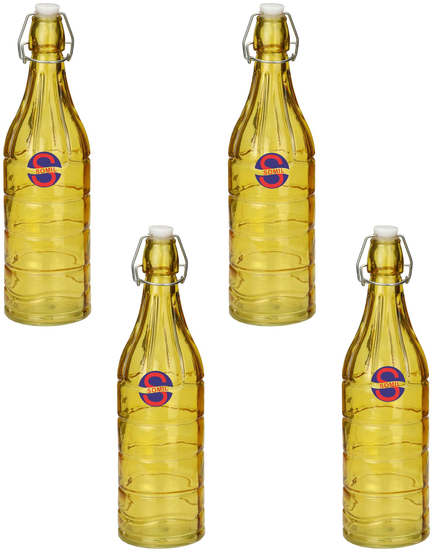 

Somil Glass Yellow Water Bottle ( 1000 ml Set of 4 )