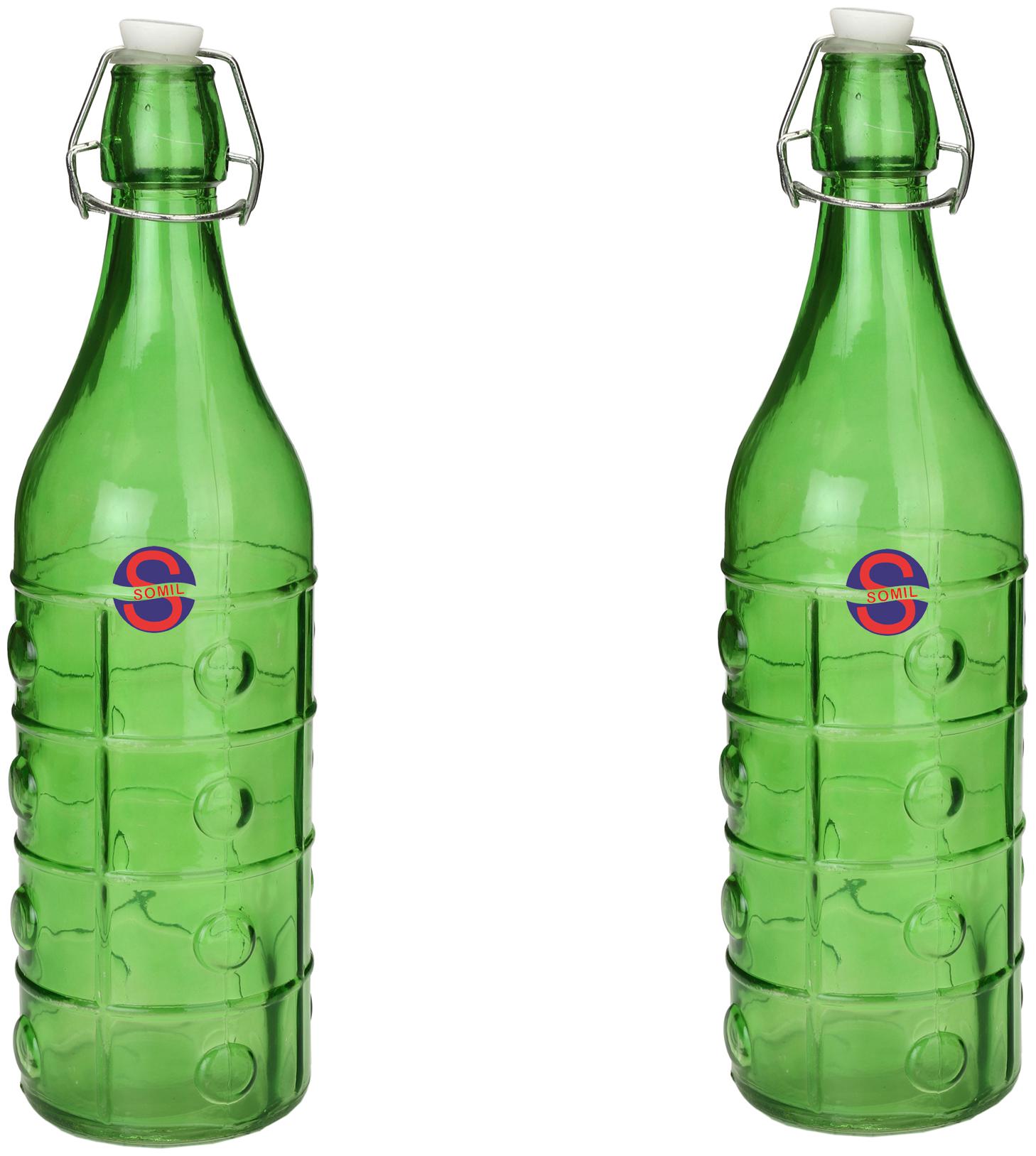 

Somil Glass Green Water Bottle ( 1000 ml Set of 2 )