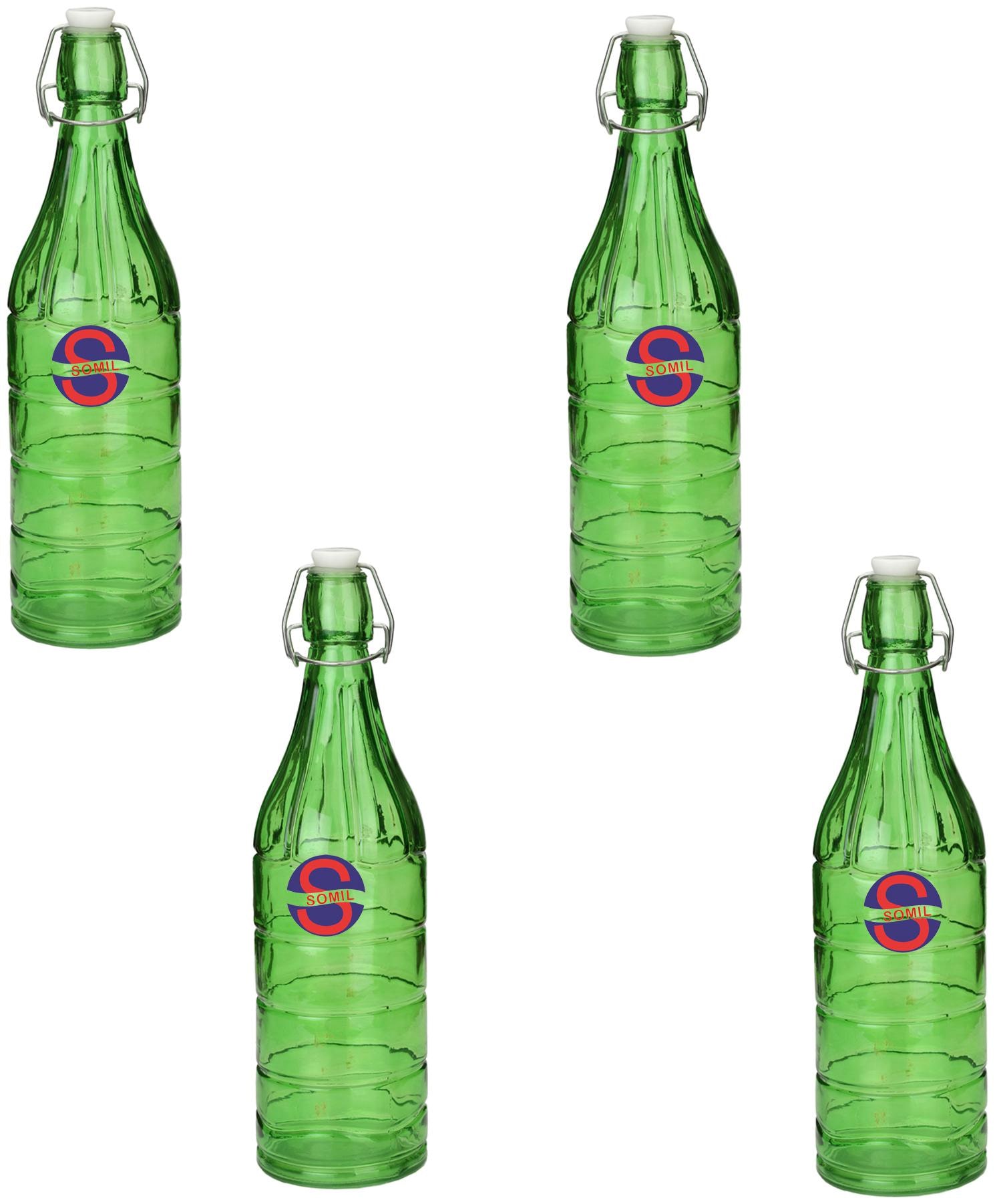 

Somil Glass Green Water Bottle ( 1000 ml Set of 4 )