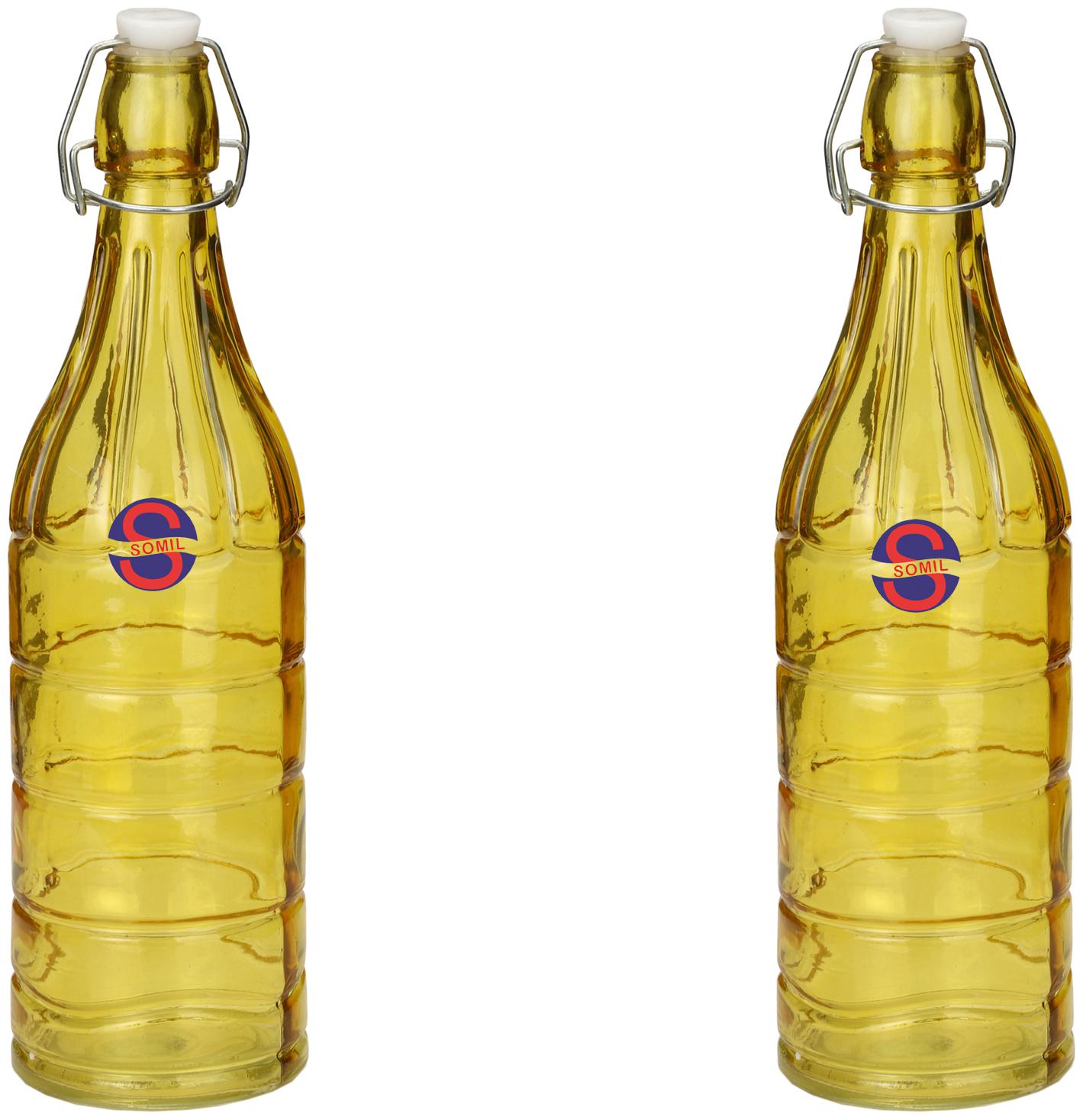 

Somil Glass Yellow Water Bottle ( 1000 ml Set of 2 )