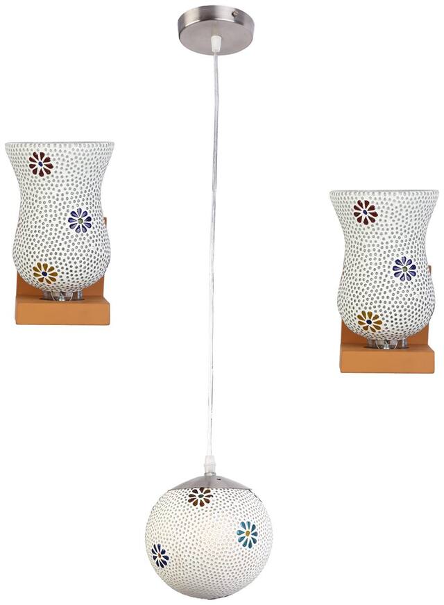 Somil Combo Of 2 Wall Lamp & 1 Colorful Decorative Hanging Ceiling Lamp