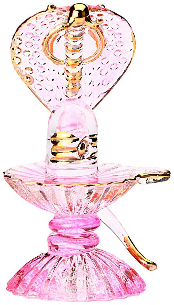 

Somil Crystal Pink Shivling With Sheshnag