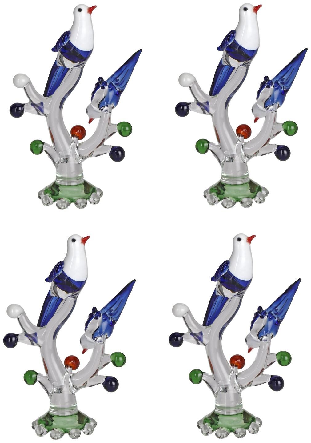

Somil Crystal Shining Clear Glass Natural Loving Birds Pair Relaxing On A Well-Favoured Tree JV4 (Set Of 4)