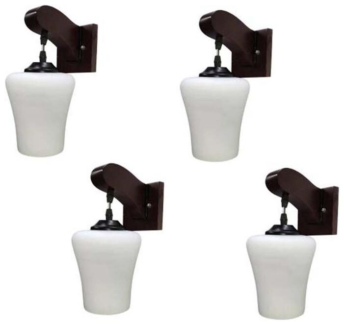 

Somil Decorative Stylish Colorful Sconce Wall Lamp And Light With Quality Wooden Fitting And Hand Decorative Glass Shade -Set of 4