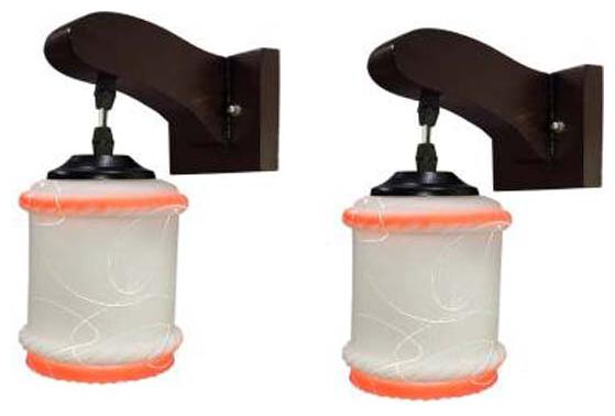 

Somil Decorative Stylish Colorful Sconce Wall Lamp Light With Quality Wooden Fitting And Hand Decorative Glass Shade