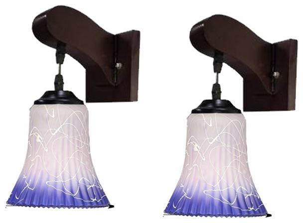 

Somil Decorative Stylish Colorful Sconce Wall Lamp Light With Quality Wooden Fitting And Hand Decorative Glass Shade