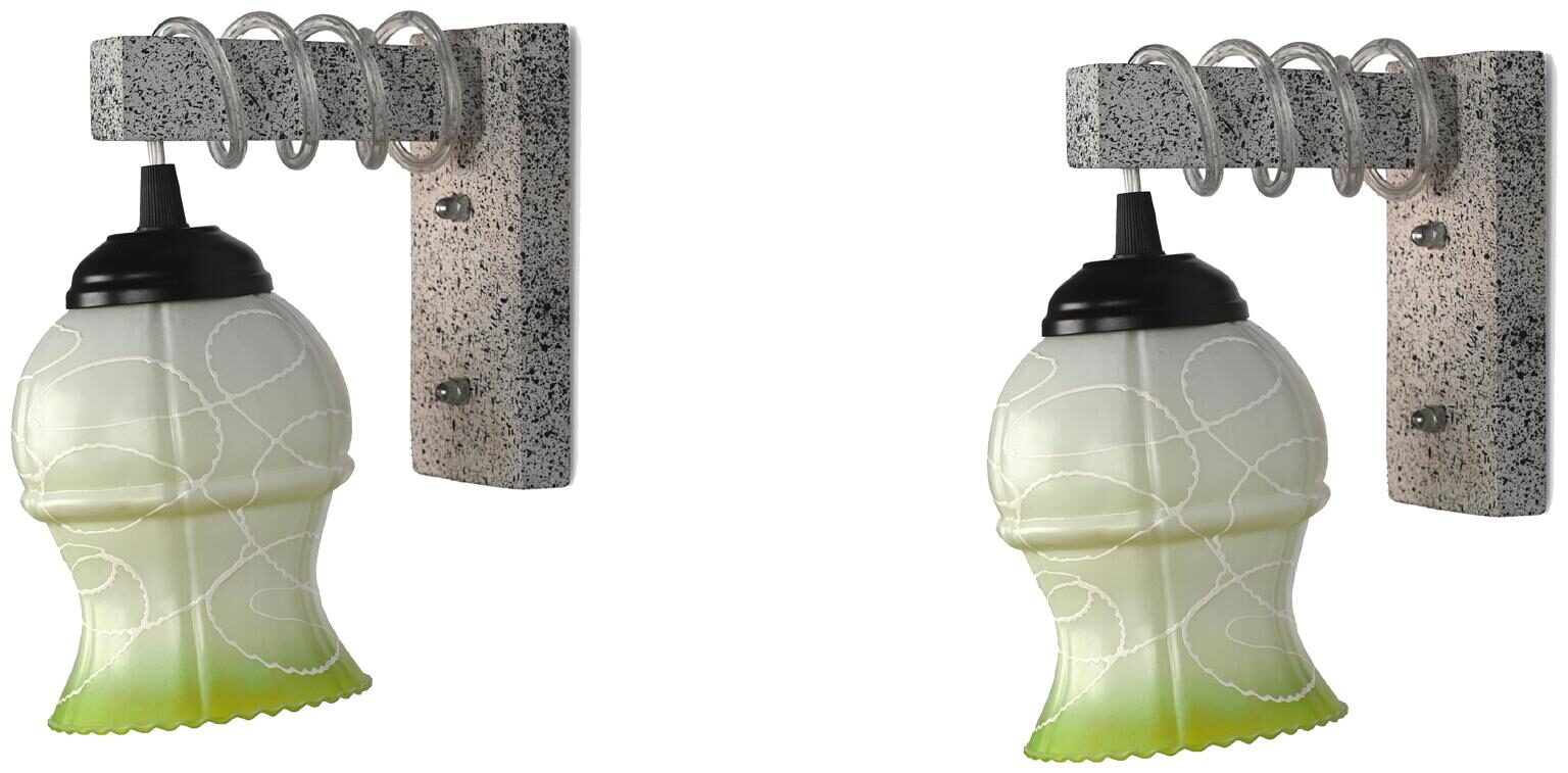 

Somil Designer Wood Pendant Wall Light Night Lamp Of Colorful Glass Shade ( Set of 2)