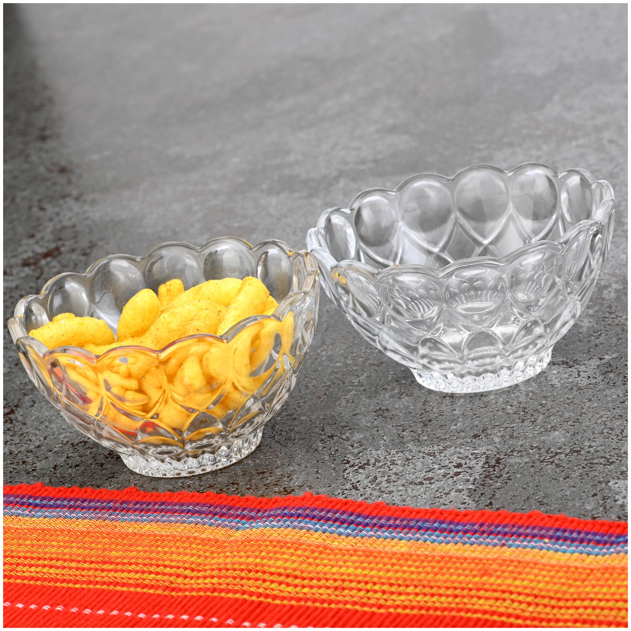 

Somil Designer Serving Glass Bowl Set Transparent Set Of 2 Round TR05