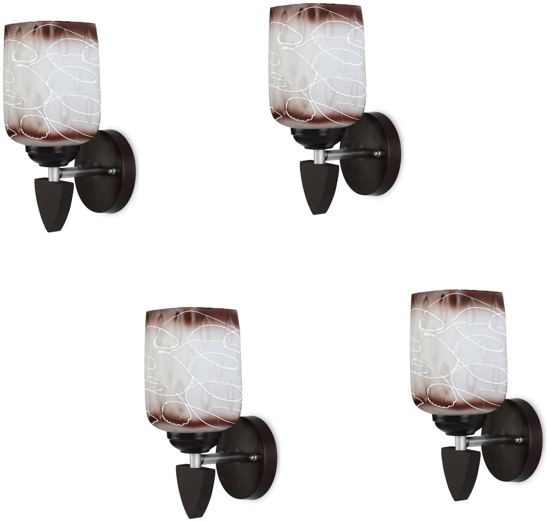 

Somil Designer LED Sconce Glass Wood Wall Lamp Light 7 Watt With Wall Fixture Square Brown (Set Of 4)