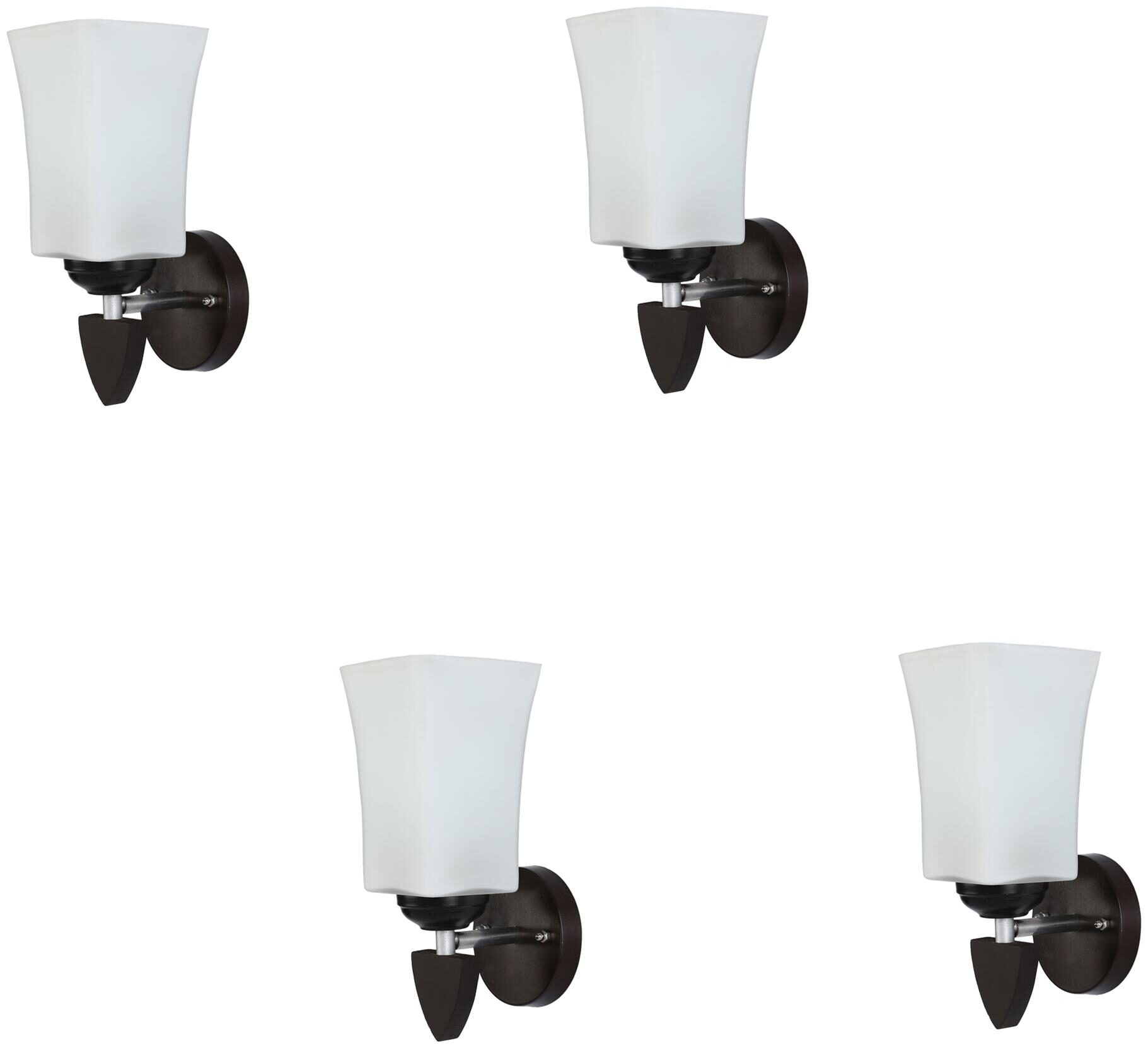 

Somil Designer LED Sconce Glass Wood Wall Lamp Light 7 Watt With Wall Fixture Square White (Set Of 4)