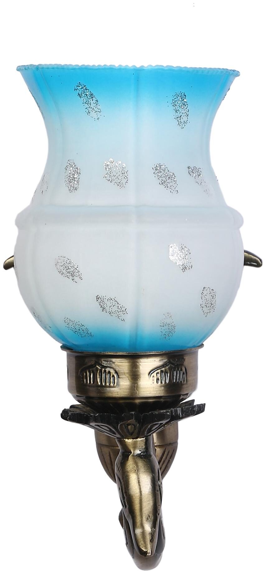 

Somil Designer Peacock Shape Sconce Wall Lamp Light With Metal Fitting And Hand Decorative Glass Shade (Set Of 1)