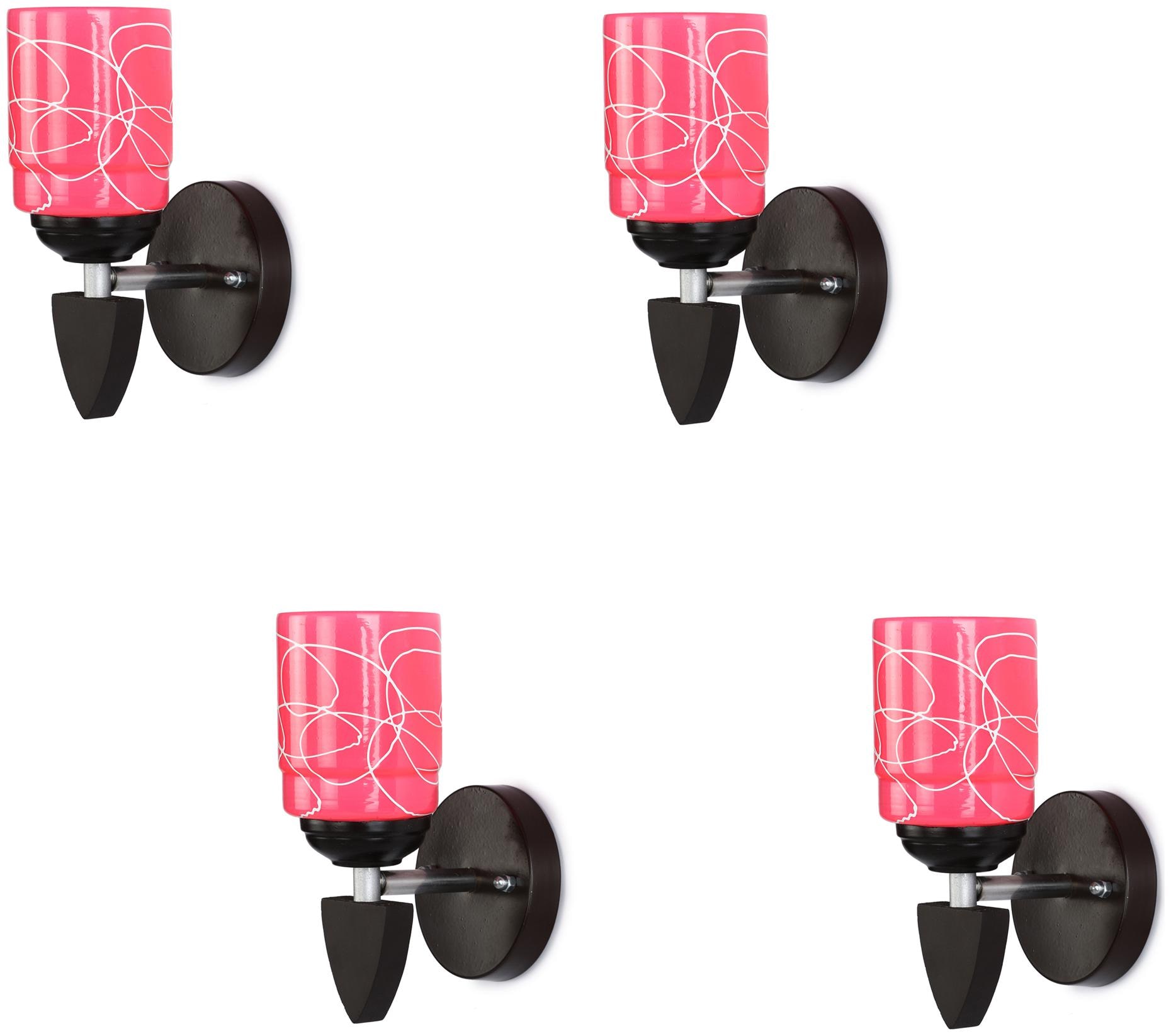 

Somil Designer LED Sconce Glass Wood Wall Lamp Light 7 Watt With Wall Fixture Round Pink (Set Of 4)
