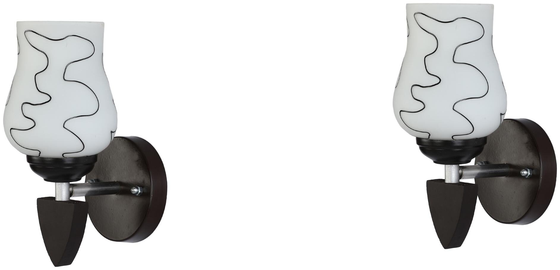 

Somil Designer LED Sconce Glass Wood Wall Lamp Light 7 Watt With Wall Fixture Round Black (Set Of 2)
