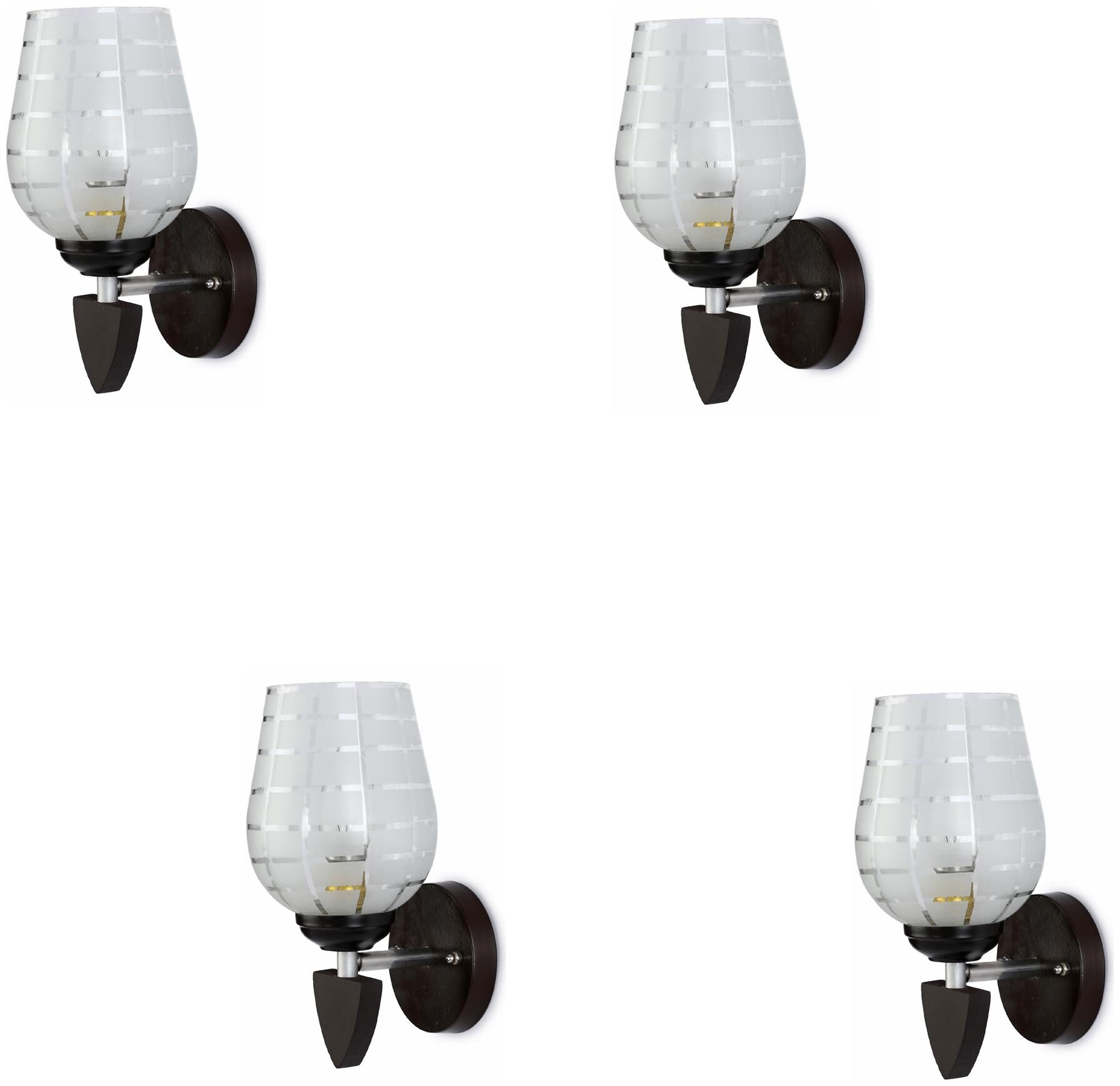 

Somil Designer LED Sconce Glass Wood Wall Lamp Light 7 Watt With Wall Fixture Round Clear (Set Of 4)